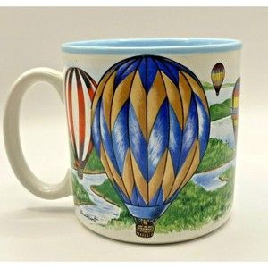 Hot Air Balloon Rainbow Color Coffee Mug Potpourri Design Denny Burkhart 1995